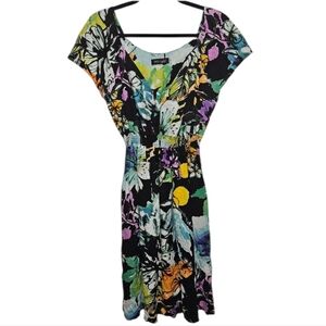 Jams World Dress Women's Medium Vibrant Floral Hawaiian Made In America